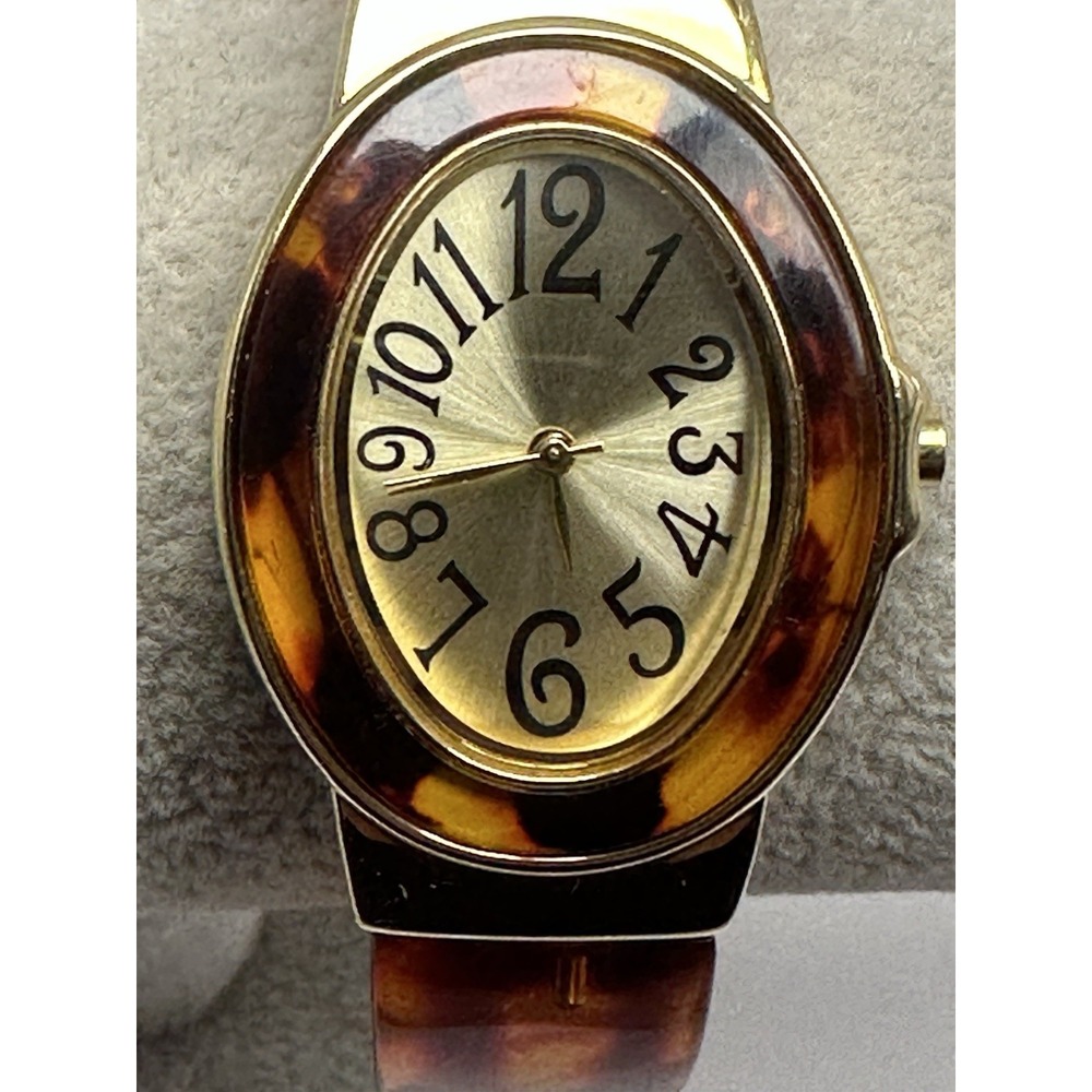 Avon Ladies Cuff Watch F3111441 New Battery 29MM‎ 6.25" Faux Tortoise H15